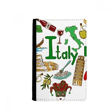 Imagem de Porta-passaporte com bandeira nacional da Itália Love Heart Landscap Notecase Burse capa carteira porta-cartão, Multicolor