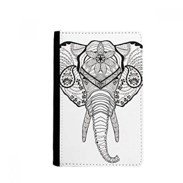 Imagem de Porta-passaporte com dentes longos elefante retrato animal esboço porta-passaporte Notecase Burse carteira capa porta-cartão, Multicolor