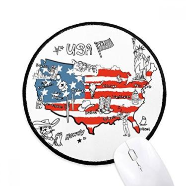 Imagem de DIYthinker Mapa América Liberty Word Ilustração Mouse Pad Desktop Escritório Tapete Redondo para Computador