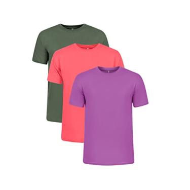 Imagem de Kit 3 Camisetas 100% Algodão (Roxo, Vermelho, Musgo, M)