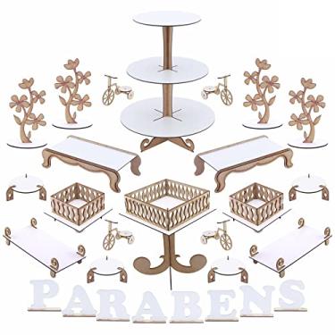 Imagem de Kit Decoração de Festa Provençal MDF Branco 28 Peças - Torre Redonda - 928-LP03