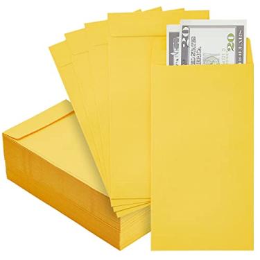 Imagem de Pacote com 100 envelopes de dinheiro para dinheiro, folha de pagamento, economia de dinheiro, moedas, 100 g/m², amarelo (10 x 17 cm)