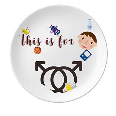 Imagem de Prato de porcelana para identificação de diferença de gênero macho-masculino jantar redondo Prato menino homem