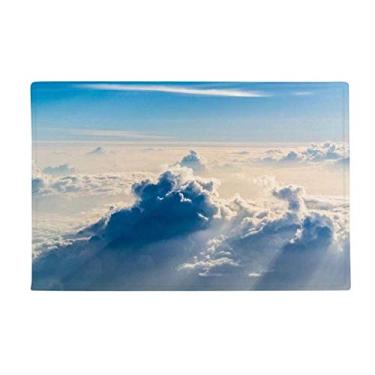 Imagem de DIYthinker Sunshine Clouds Tapete antiderrapante para porta de banheiro com céu azul