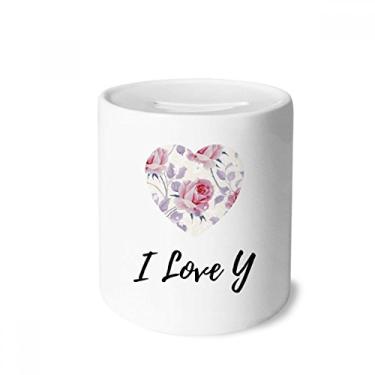 Imagem de Caixa de moedas de cerâmica com desenho de rosas rosas rosas para presente de cofrinho