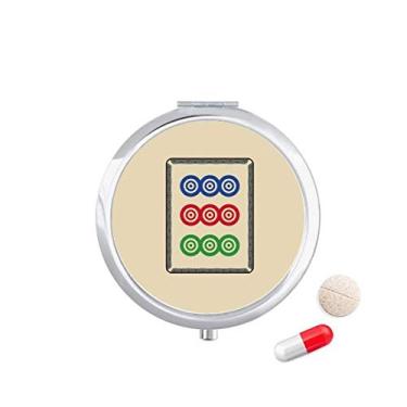 Imagem de Caixa de comprimidos Mahjong Circle Dots 9 azulejos com padrão de bolso, caixa de armazenamento de medicamentos, dispensador de recipiente