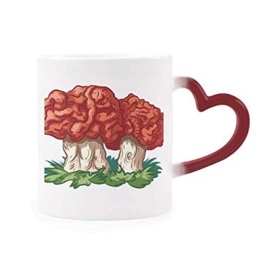 Imagem de Linda caneca vermelha com estampa de cogumelo vermelho sensível ao calor, caneca de grés que muda de cor vermelha