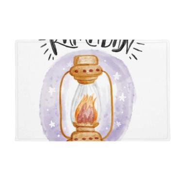 Imagem de DIYthinker Tapete para porta de banheiro com estampa de desenho de lanterna de celeiro colorida antiderrapante