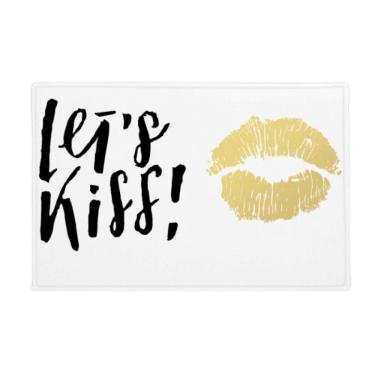 Imagem de DIYthinker Let's Kiss Tapete estilo escrita à mão, antiderrapante, para banheiro, cozinha, porta, 40,64 x 60,96 cm
