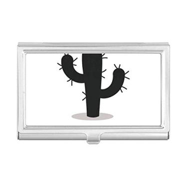 Imagem de Porta-cartões de visita com desenho de suculentas de planta verde cacto