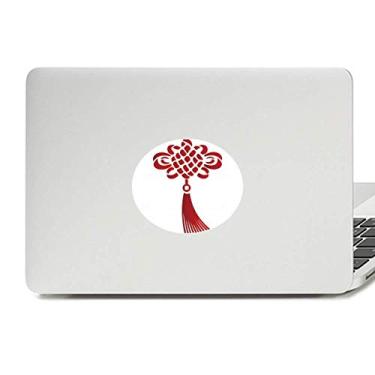 Imagem de Nó chinês vermelho padrão de segurança vinil emblema gráfico laptop adesivo notebook decalque