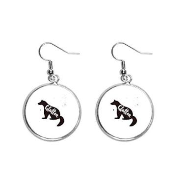 Imagem de Brinco Glutton preto e branco com pingente de orelha de animal, joia feminina