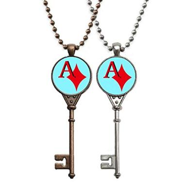 Imagem de OFFbb-USA Wealth Sun Diamond Colar com pingente de chave de pôquer para decoração de casais