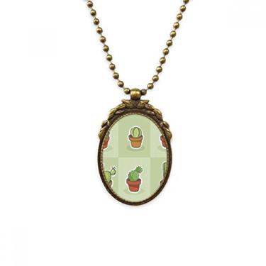 Imagem de DIYthinker Suculentas Cacto Vaso Estampa de Ilustração de Planta Antiguidade Colar Pingente Pingente Chaveiro Vintage