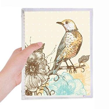 Imagem de Caderno colorido de lápis, pássaros, folhas soltas, diário recarregável, artigos de papelaria