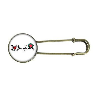 Imagem de I Love Bangladesh Bandeira da Palavra Amor Ilustração Coração Broche de Metal Retrô Joia