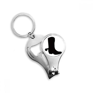 Imagem de Bota feminina preta cano alto padrão delineado alicate anel chaveiro abridor de garrafa cortador