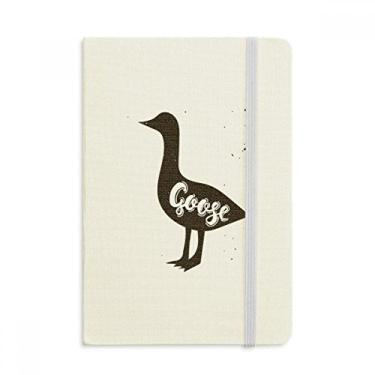 Imagem de Caderno de animais preto e branco de ganso com capa dura em tecido oficial diário clássico
