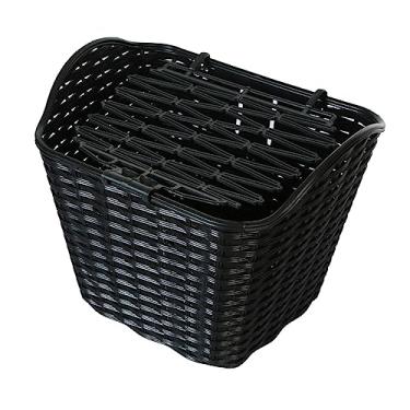 Imagem de Dynwave Cesta de bicicleta de plástico multiuso com tampa, cesta de armazenamento de bicicleta elétrica destacável para compras ao ar livre para crianças e, PRETO