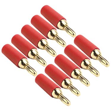Imagem de Plugue Banana, 10Pcs Solda DIY Plugue Banana, 2,5mm Banhado a Ouro Tipo de Solda de Latão Conjunto de Acessórios Conector Masculino, placas de parede de distribuição elétrica (Vermelho)