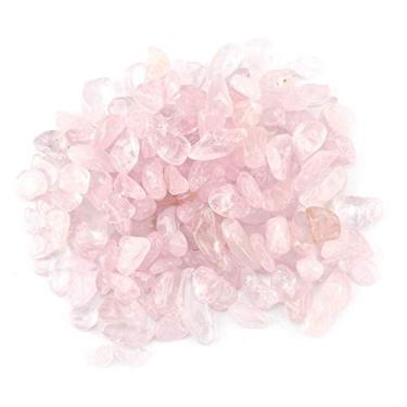 Imagem de Pedra de cristal, lascas de pedra caída, peças de quartzo de cristal natural trituradas para artesanato, pedras decorativas para plantadores, pedras suculentas (rosa)