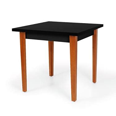 Imagem de Mesa de Jantar Quadrada Tampo Madeira 80x80cm (Preto)