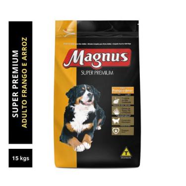 Imagem de Ração Cães Adultos Magnus Super Premium Sabor Frango E Arroz 15Kgs
