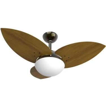Imagem de Ventilador De Teto Lótus 1025 3 Pás MDF Na Cor Verniz Verde Fumê e Imbuia Potente Silencioso Luxo Infinity - 127v ou 220v (127v Verde Fumê com 3 Pás Imbuia)