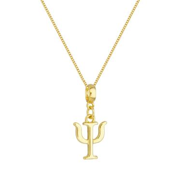 Imagem de Colar Pingente Profissão Psicologia Banhado a Ouro 18k