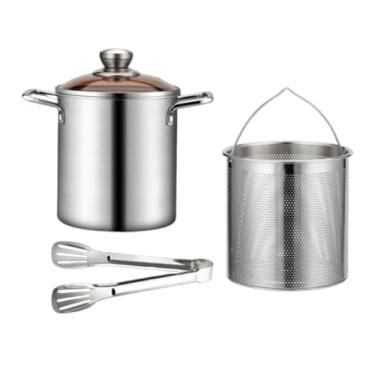 Imagem de IEUDNS Panela de aço inoxidável com cesta fritadeira de peru panela universal para fritar, panela resistente de sopa, com braçadeira