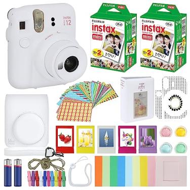 Imagem de Fujifilm Câmera instantânea Instax Mini 12 argila branca + estojo de transporte + filme Fuji Instax Pacote econômico (40 folhas) Pacote de acessórios, filtros de cor, álbum de fotos, molduras sortidas