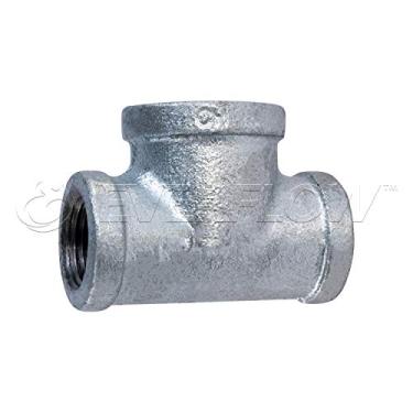 Imagem de SUPPLY GIANT HNCU0341 Cabeça de touro galvanizado maleável Tee encaixe com conexões de rosca fêmea, 3/10.2 cm x 1-1/10.2 cm, 3/10.2 cm x 3/10.2 cm x 1-1/10.2 cm, prata