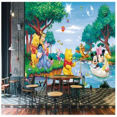 Imagem de TUYIFA Quarto infantil escandinavo dos desenhos animados sala de estar papel de parede 3D papel de parede decoração fundo mural de parede (169''x118'' (430x300cm), pano de seda)