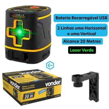 Imagem de Nível A Laser Vonder 2 Linhas Verdes 20 Metros Bateria Lítio