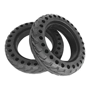 Imagem de Rodas de substituição para trotinetes Roda de scooter elétrica - 200 x 50 mm/8 Scooter Elétrico Sem câmara de ar Pneu Sólido Roda Traseira Pneus de Borracha Antiderrapantes (Preto)