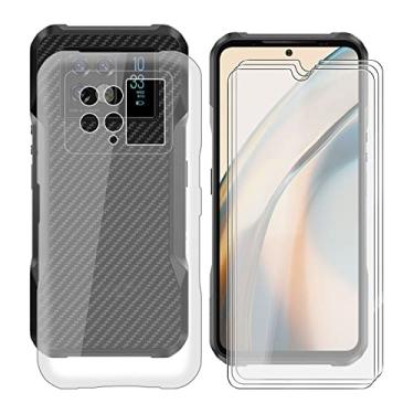 Imagem de KJYF Capa de telefone para Doogee V20 5G (6,4 polegadas), com [3 películas protetoras de tela de vidro temperado], antiarranhões, à prova de choque, capa ultrafina para Doogee V20 5G - transparente