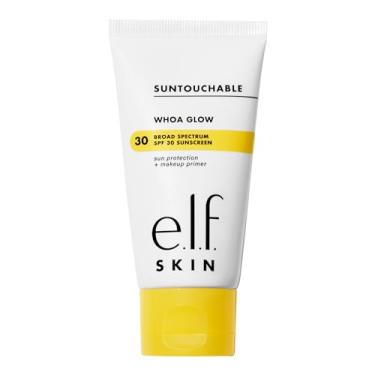 Imagem de e.l.f. Skin Suntouchable! Whoa Glow FPS 30, protetor solar leve e primer de maquiagem para um acabamento brilhante, infundido com ácido hialurônico, vegano