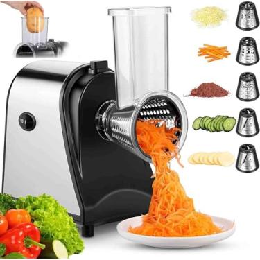 Imagem de Ralador Queijo EléTrico (5 LâMinas Rotativas) + Controle Um Toque, Cortador Vegetais Multifuncional Para Uso DoméStico, Moedor Queijo EléTrico Para Salada, Para Queijo, Frutas, Vegetais