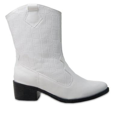 Imagem de Bota Texana Ana Caste Tex01 Tendência Da Moda Branca Croco 2418 - Meni