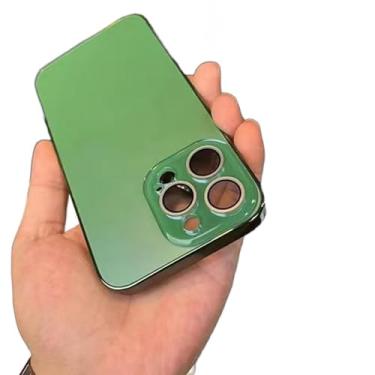 Imagem de Capa de vidro temperado de acrílico fosco galvanizado para iPhone, nova capa protetora de acrílico fosco ultrafino (verde, para iPhone14Pro)