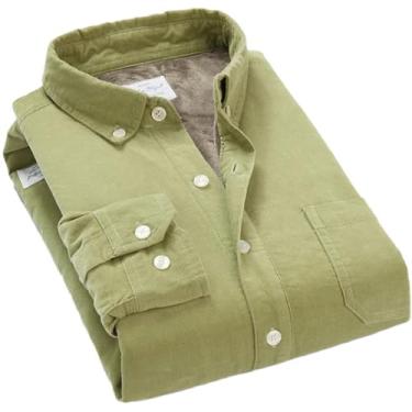 Imagem de Camisa masculina de algodão veludo cotelê quente inverno forro grosso de lã térmica manga comprida camisas masculinas, Light En8, 3G