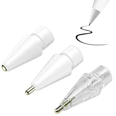 Imagem de Pacote com 3 pontas de lápis atualizadas compatíveis com ponta de Apple Pencil, YINVA 3 estilos, não desgasta, ponta fina, controle preciso e ponta da caneta Apple (branco, 1 transparente)