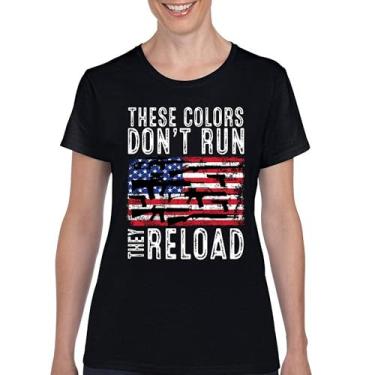 Imagem de Camiseta feminina These Colors Don't Run They Reload 2nd Amendment 2A Second Right American Flag Don't Tread on Me, Preto, G