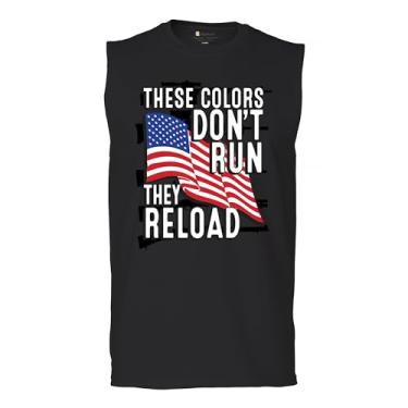 Imagem de Camiseta masculina These Colors Don't Run They Reload Muscle 2nd Amendment 2A Don't Tread on Me Second Right American Flag, Preto, XXG