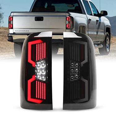 Imagem de AUTOFREE Conjunto de luz traseira de LED para Chevy Silverado 1500 com design de luz LED, substituição de conjunto de lâmpada traseira 2015-2018, Chevy Silverado 2500HD/3500HD, 1 par (fumê)