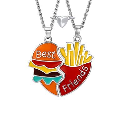 Imagem de Hewill Colar Best Friends para mulheres e homens combinando com pingente de coração de amor para casais amizade BFF colar para 2 namoradas e namorado, Metal, Sem Pedra Preciosa