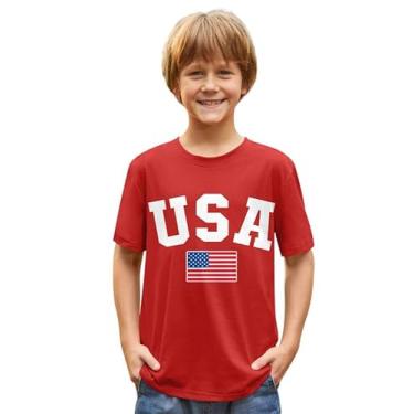 Imagem de BesserBay Camiseta infantil unissex 4 de julho com bandeira amaricana patriótica engraçada 5-14 anos, Vermelho | Bandeira dos EUA, 14 Years