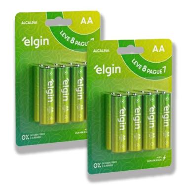 Imagem de Pilha Alcalina AA Elgin Bateria 2A Pequena kit 16 unidades