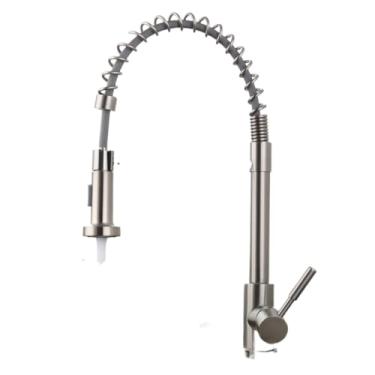 Imagem de Torneira de cozinha de níquel escovado, torneira pull down de água quente e fria, torneira misturadora com rotação de 360 graus, torneira de lavagem de aço inoxidável montada na plataforma, níquel esc