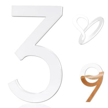 Imagem de Números adesivos de 12 cm, números brancos de casa para porta de apartamento, casa de fazenda, caixa de correio, escritório, hotel, exterior, números de endereço residencial, casa fosca acrílica